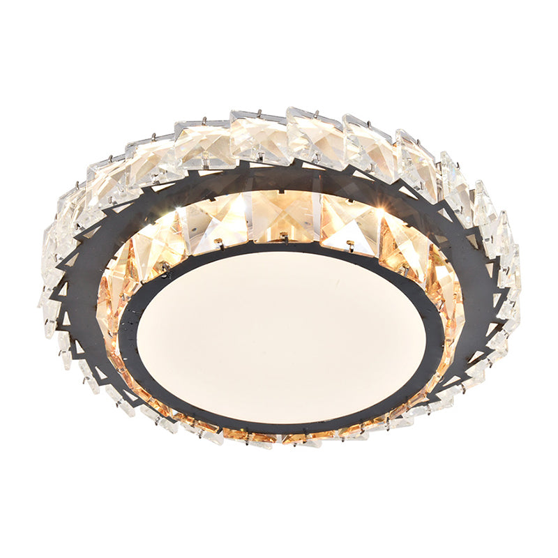 Modern Crystal Led Flush Mount Ceiling Light In Stainless-Steel For Corridors