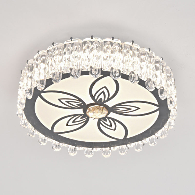 Modern Crystal Led Flush Mount Ceiling Light In Stainless - Steel For Corridors / Third Gear E