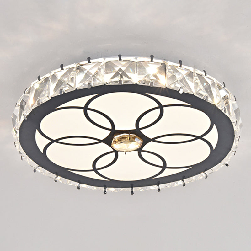 Modern Crystal Led Flush Mount Ceiling Light In Stainless - Steel For Corridors / Third Gear C
