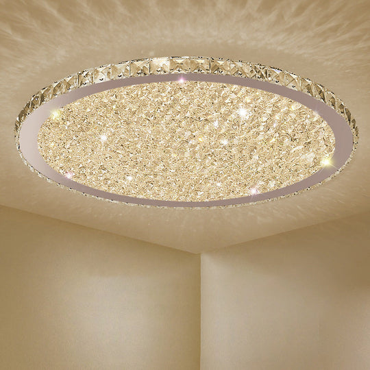 Clear Crystal Led Ceiling Light With Stainless-Steel Artistic Design