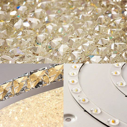 Clear Crystal Led Ceiling Light With Stainless-Steel Artistic Design