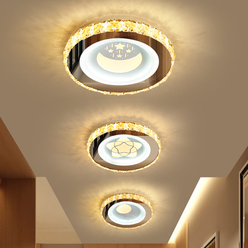 Modern Led Crystal Stainless - Steel Flushmount Ceiling Light - Circle Shape