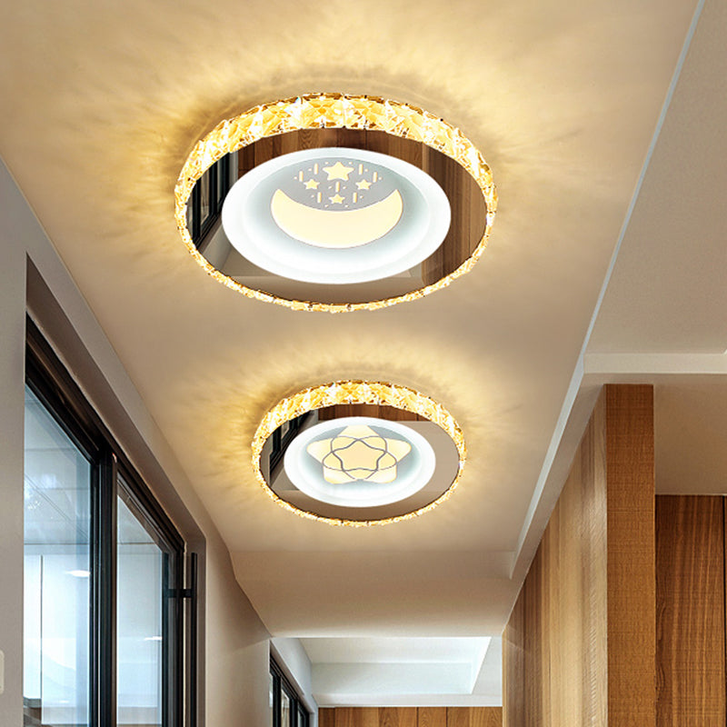 Modern Led Crystal Stainless - Steel Flushmount Ceiling Light - Circle Shape