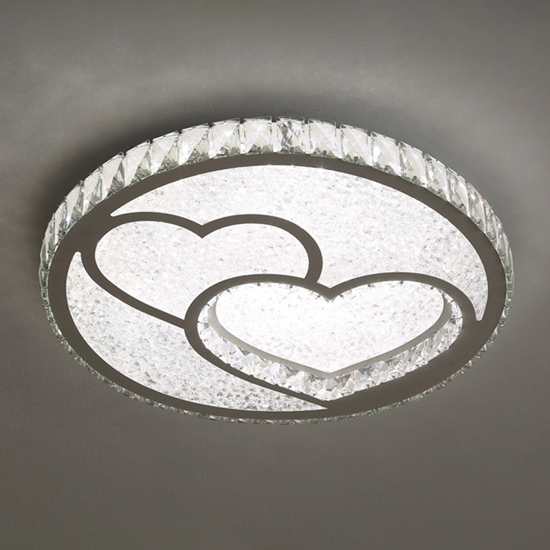 Contemporary Crystal Led Bedroom Ceiling Light In Stainless-Steel Flush Mount / Third Gear Loving