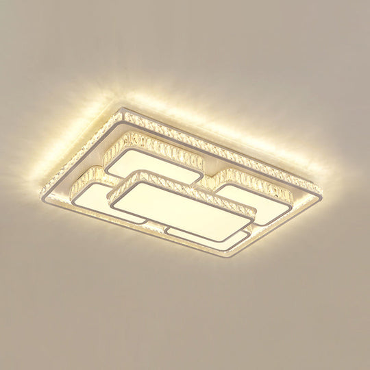 Simplicity Geometric Led Ceiling Light With Crystal Accents In Stainless Steel For Bedrooms