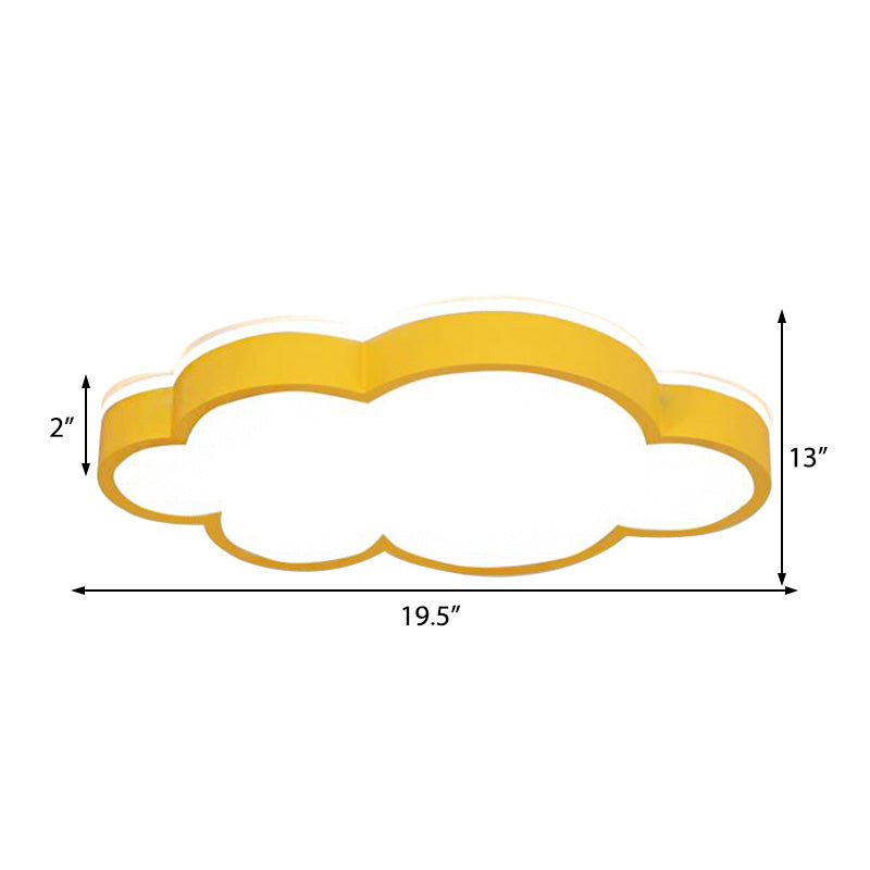 Cartoon Style Led Pendant Light For Bedroom Ceiling - Yellow/White Cloud Shade Acrylic And Metal
