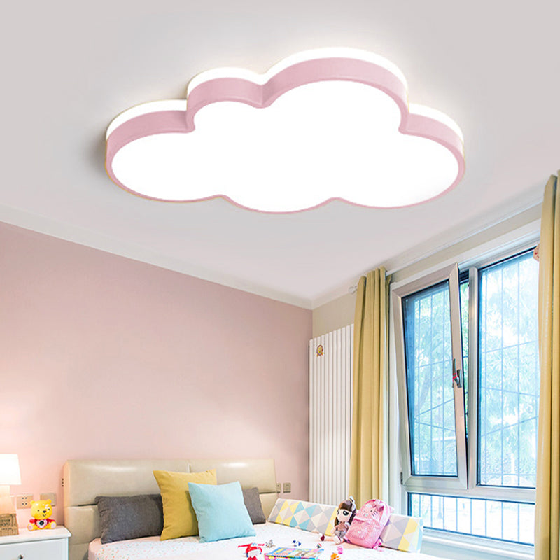 Cartoon Style Led Pendant Light For Bedroom Ceiling - Yellow/White Cloud Shade Acrylic And Metal
