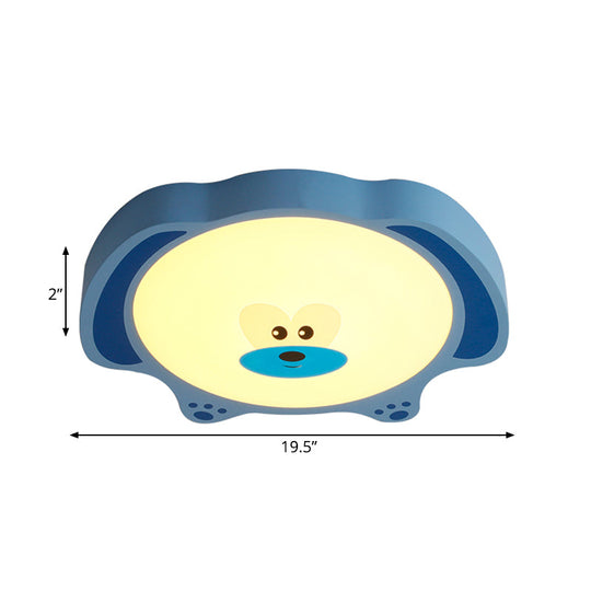 Cartoon Bear Led Flush Mount Lighting For Kids’ Room In Blue/Pink Acrylic And Metal