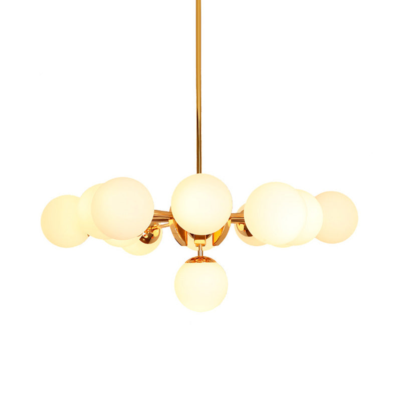 Vintage Milk Glass Chandelier Pendant Light With 7/13 Hanging Lights - Gold Finish
