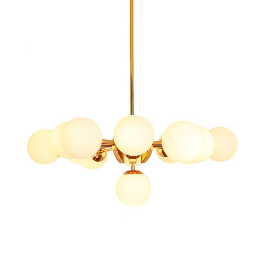 Vintage Milk Glass Chandelier Pendant Light With 7/13 Hanging Lights - Gold Finish