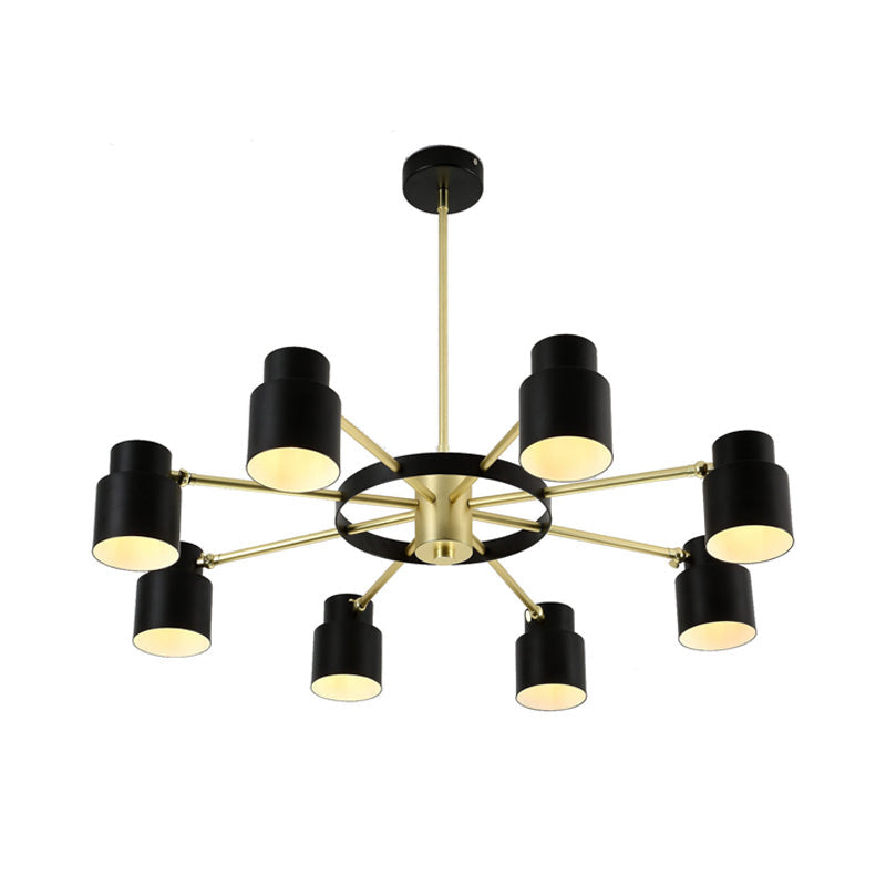 Modern Radial Pendant Chandelier - 6/8 Lights Metal Hanging Light For Bedroom Black/White