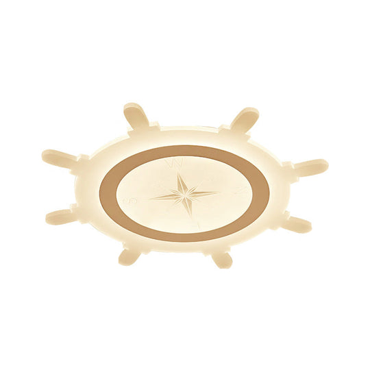 Modern Led Flush Ceiling Light With Rudder Acrylic Shade - Ideal For Child Bedroom