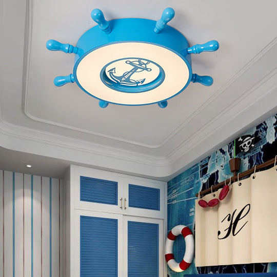 Stylish Led Blue Ceiling Light With Rudder Acrylic Shade For Bedroom Flush Mount