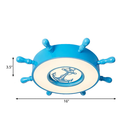 Stylish Led Blue Ceiling Light With Rudder Acrylic Shade For Bedroom Flush Mount