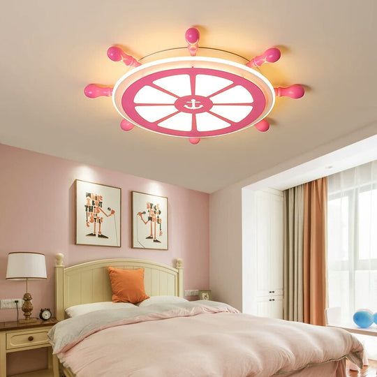 Childrens Room Led Acrylic Flushmount Lamp - Pink Rudder Design Modernist Style