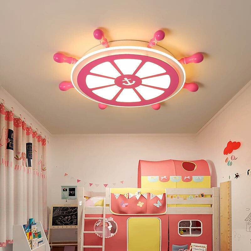 Childrens Room Led Acrylic Flushmount Lamp - Pink Rudder Design Modernist Style