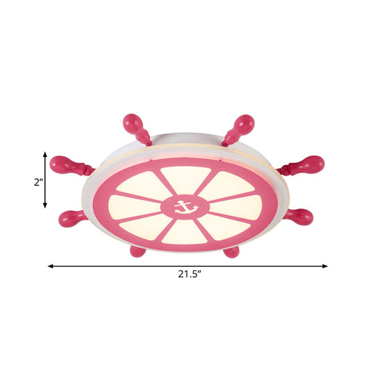 Children’s Room Led Acrylic Flushmount Lamp - Pink Rudder Design Modernist Style