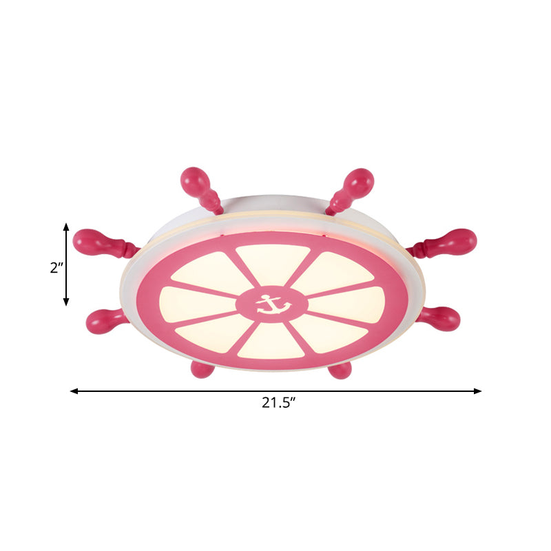 Childrens Room Led Acrylic Flushmount Lamp - Pink Rudder Design Modernist Style