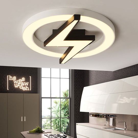 Kid’s Led Ceiling Light - White Lightning Ring Design For Boys And Girls Bedrooms / 24.5’ Warm