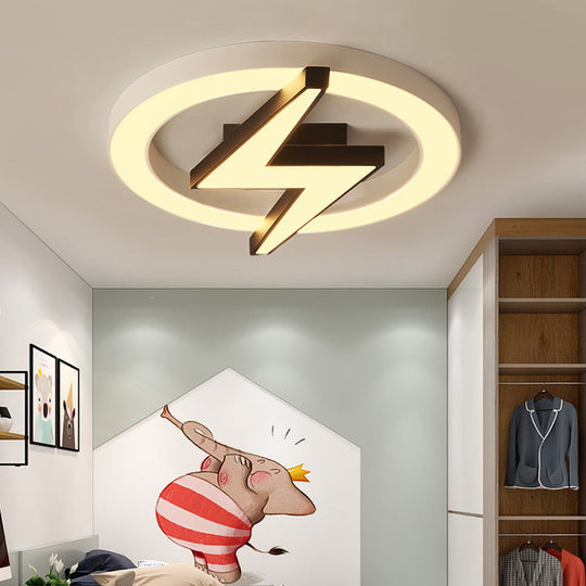 Kids Led Ceiling Light - White Lightning Ring Design For Boys And Girls Bedrooms / 20.5 Warm