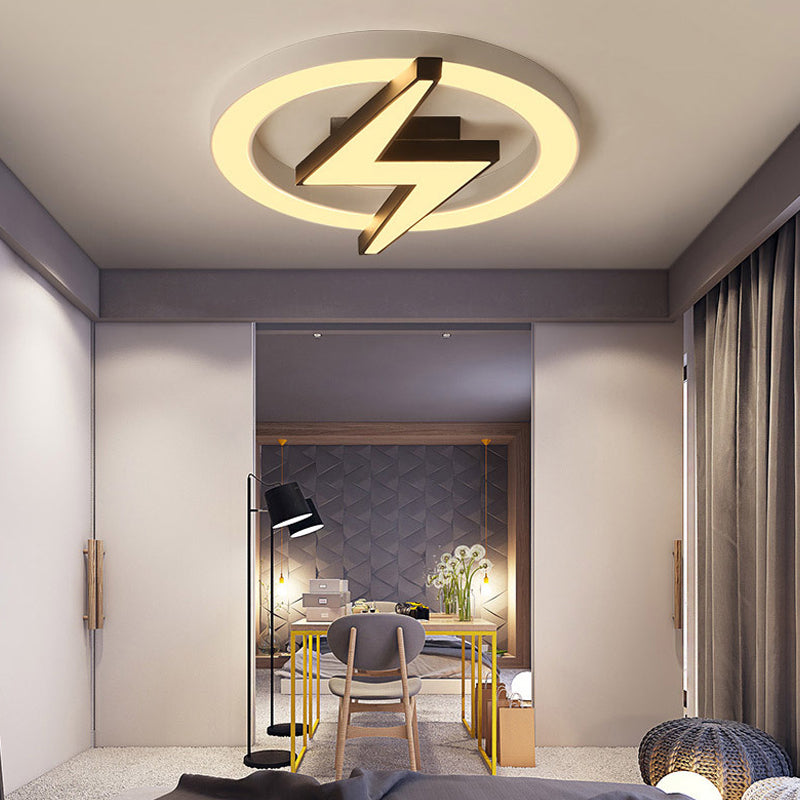Kids Led Ceiling Light - White Lightning Ring Design For Boys And Girls Bedrooms / 16.5 Warm