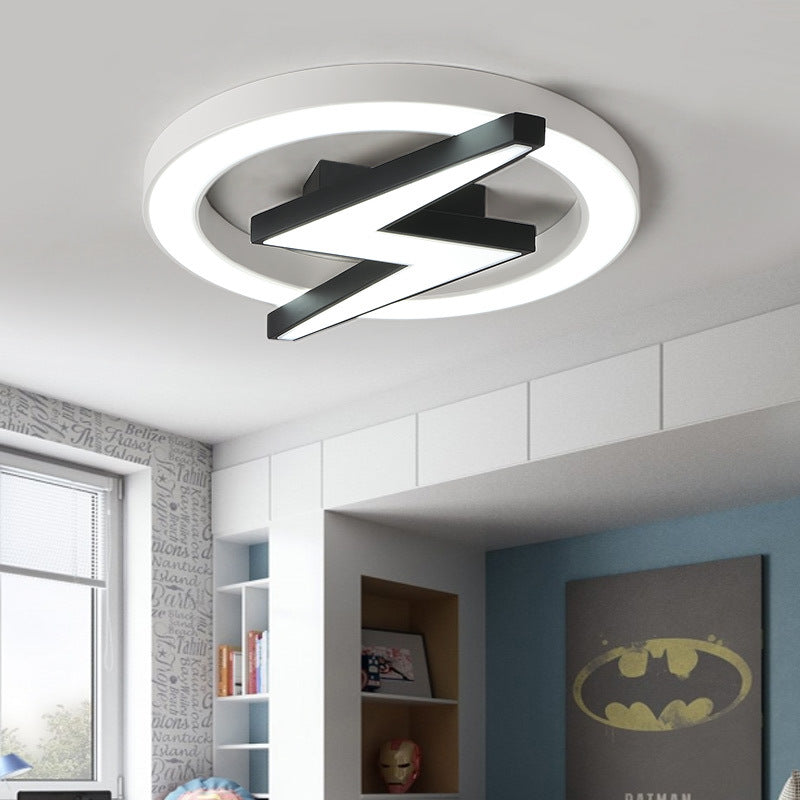 Kid’s Led Ceiling Light - White Lightning Ring Design For Boys And Girls Bedrooms / 24.5’