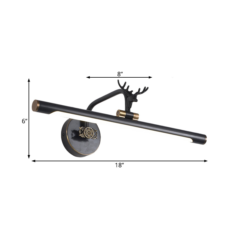 Decorative Led Metal Wall Vanity Light With Black/Antique Brass Finish - Deer Design Multiple Sizes