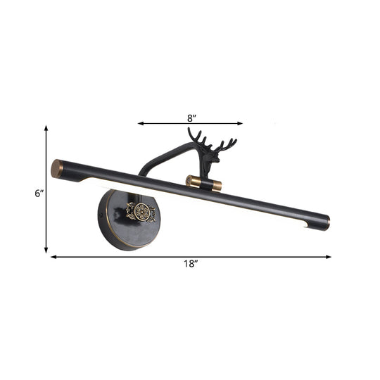 Decorative Led Metal Wall Vanity Light With Black/Antique Brass Finish - Deer Design Multiple Sizes