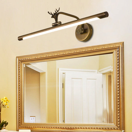 Decorative Led Metal Wall Vanity Light With Black/Antique Brass Finish - Deer Design Multiple Sizes