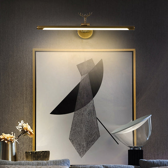 Decorative Led Metal Wall Vanity Light With Black/Antique Brass Finish - Deer Design Multiple Sizes