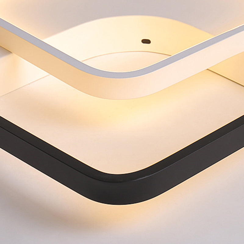 Contemporary Black-White Metal Flush Light For Bedroom Ceiling - 16/19.5 Wide Led In Warm Or White
