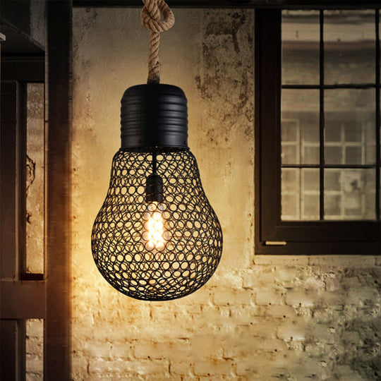 Industrial Metal Mesh Pendant Light - 6’/11’ Wide Loft Style 1 Head Black
