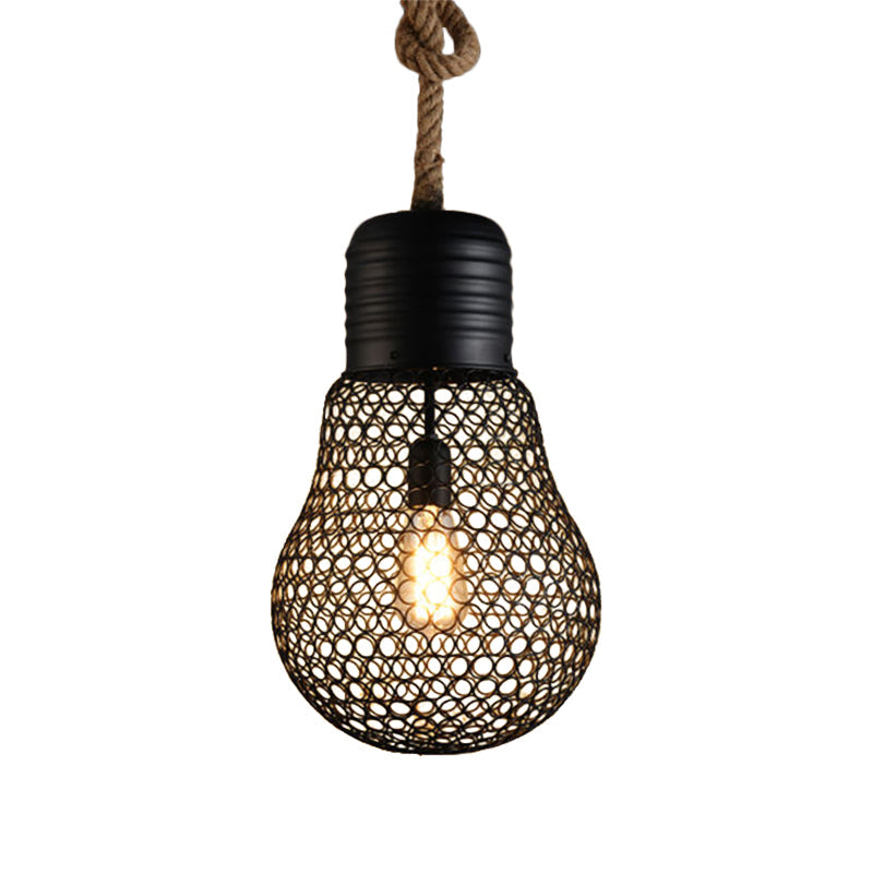 Industrial Metal Mesh Pendant Light - 6’/11’ Wide Loft Style 1 Head Black