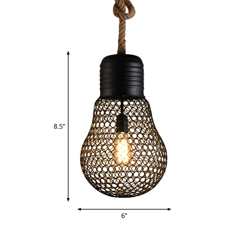 Industrial Metal Mesh Pendant Light - 6’/11’ Wide Loft Style 1 Head Black