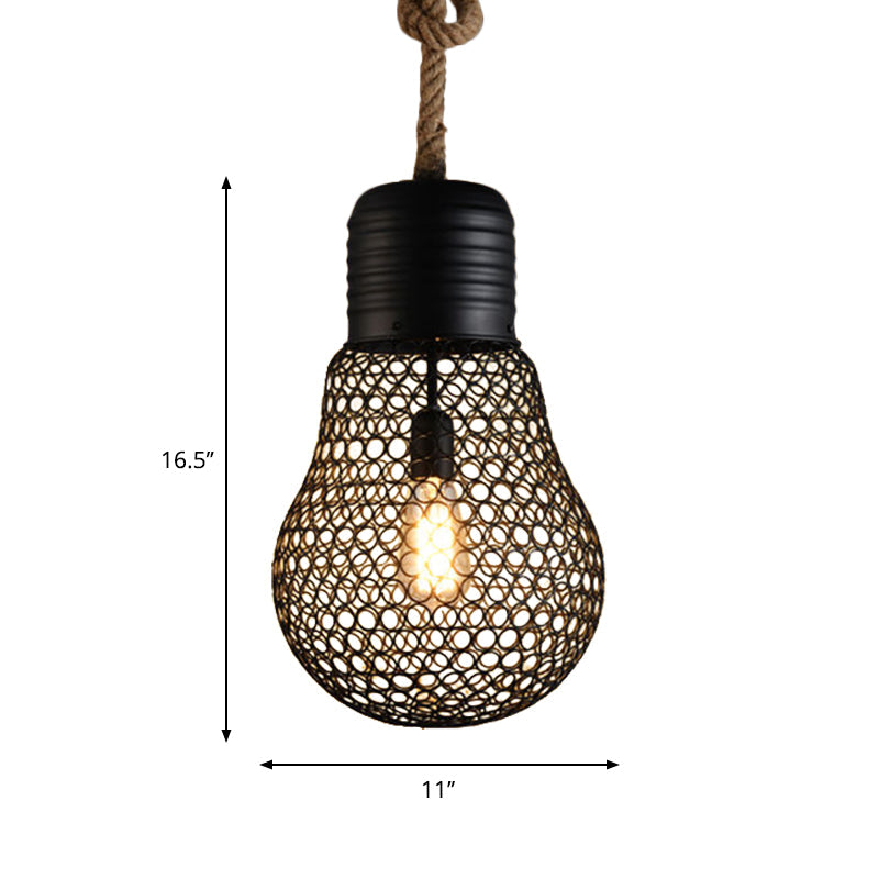 Industrial Metal Mesh Pendant Light - 6’/11’ Wide Loft Style 1 Head Black