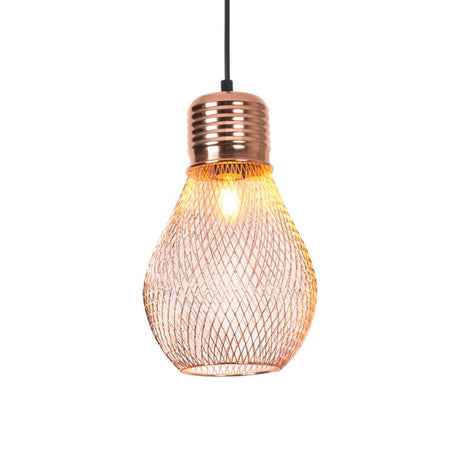 Rose Gold Vintage Bulb Cage Suspension Pendant Light For Restaurants