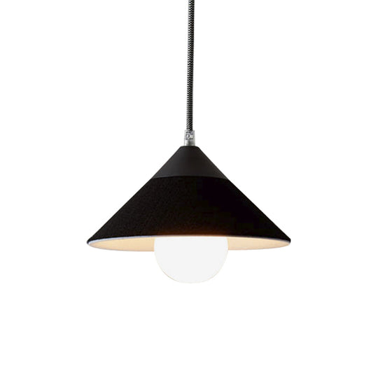 Felt Tapered Ceiling Light Farmhouse 1-Light - Black/Grey For Dining Room