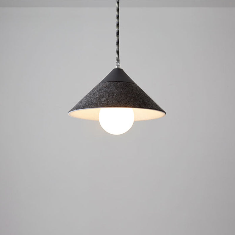Felt Tapered Ceiling Light Farmhouse 1-Light - Black/Grey For Dining Room