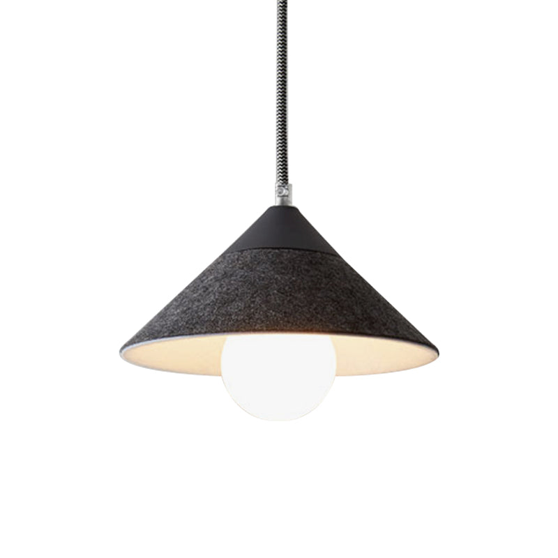 Felt Tapered Ceiling Light Farmhouse 1-Light - Black/Grey For Dining Room
