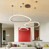Sleek Acrylic Tiered Ceiling Chandelier With 3/4 Brown Pendant Heads In A Choice Of White Warm Or