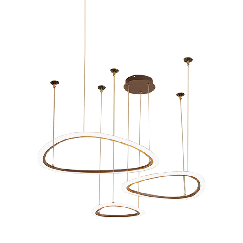 Sleek Acrylic Tiered Ceiling Chandelier - 3/4 Heads Elegant Brown Pendant Light Fixture In