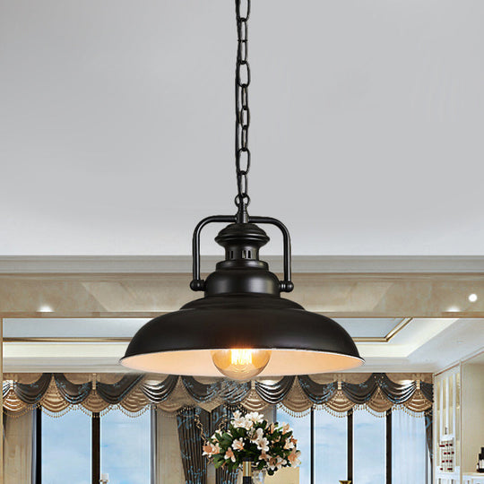Farmhouse Style Rustic Barn Hanging Ceiling Light With Swivel Joint - Black/Rust Finish For Living