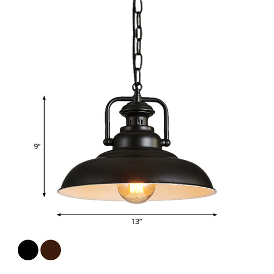 Farmhouse Style Rustic Barn Hanging Ceiling Light With Swivel Joint - Black/Rust Finish For Living
