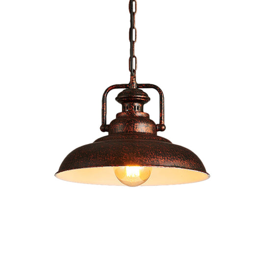Farmhouse Style Rustic Barn Hanging Ceiling Light With Swivel Joint - Black/Rust Finish For Living