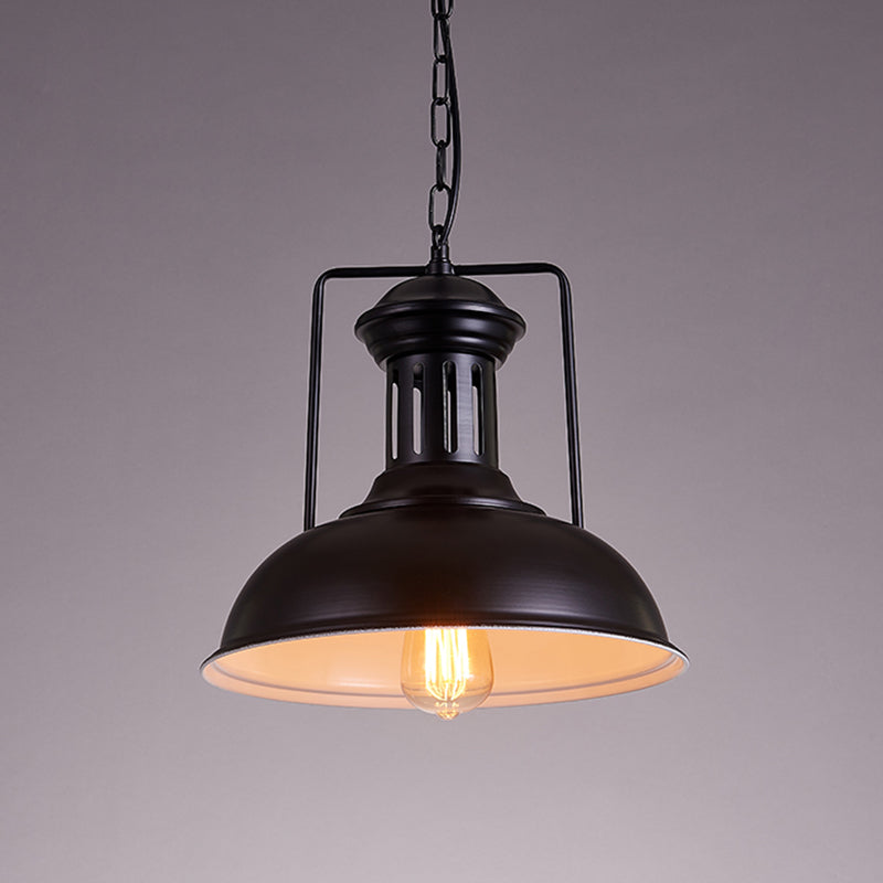 Iron Black Industrial Style Pendant Light With Bowl Shade For Dining Room - 12.5’/16.5’ Wide