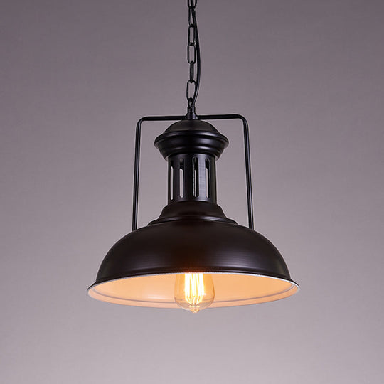 Iron Black Industrial Style Pendant Light With Bowl Shade For Dining Room - 12.5’/16.5’ Wide