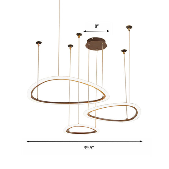 Sleek Acrylic Tiered Ceiling Chandelier - 3/4 Heads Elegant Brown Pendant Light Fixture In
