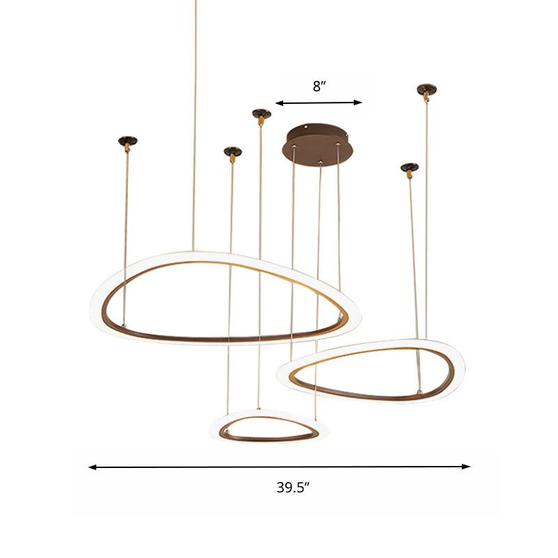 Sleek Acrylic Tiered Ceiling Chandelier With 3/4 Brown Pendant Heads In A Choice Of White Warm Or