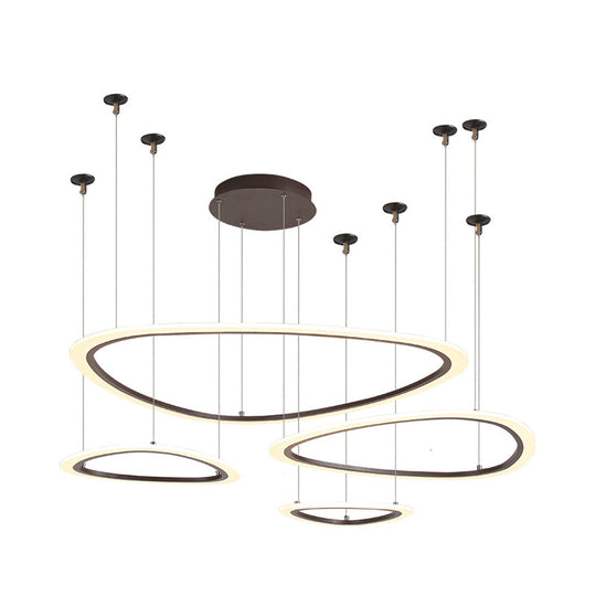 Sleek Acrylic Tiered Ceiling Chandelier - 3/4 Heads Elegant Brown Pendant Light Fixture In