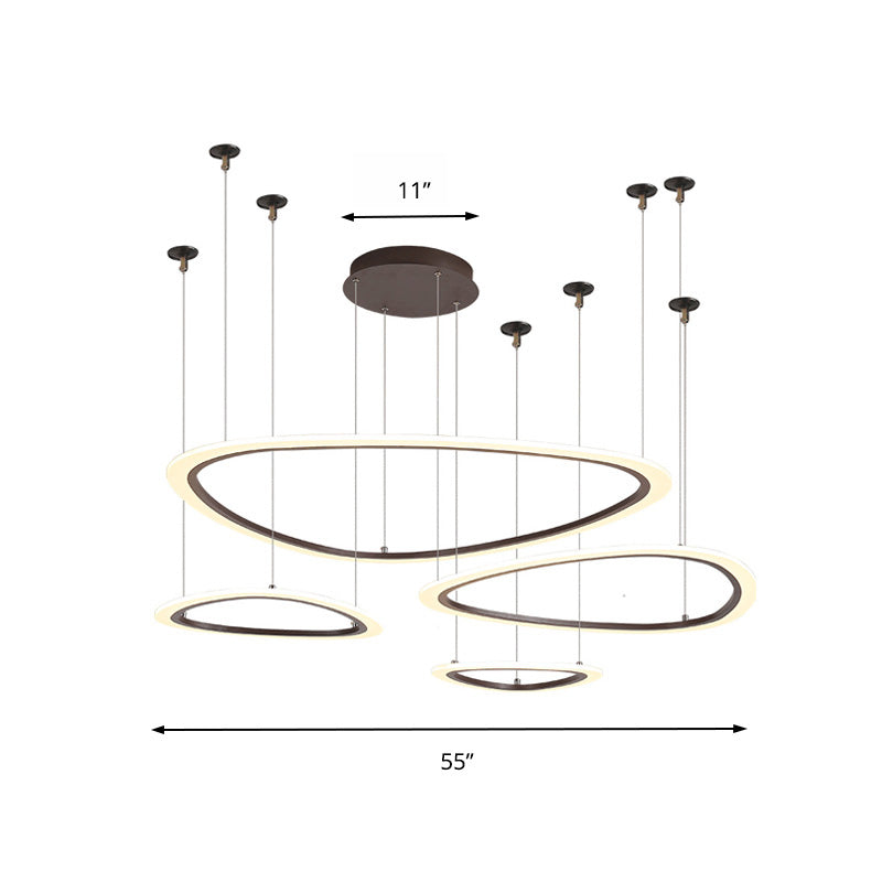 Sleek Acrylic Tiered Ceiling Chandelier - 3/4 Heads Elegant Brown Pendant Light Fixture In
